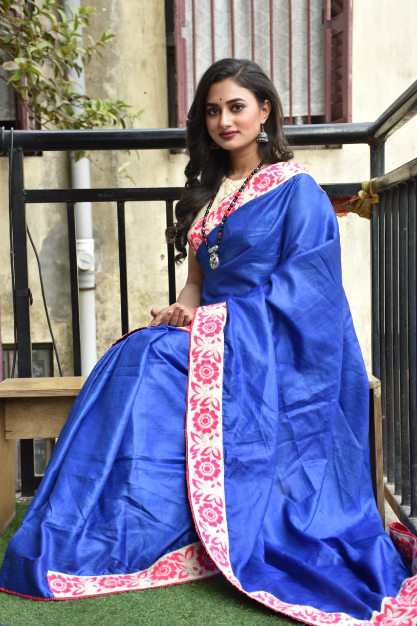 tusser-embroidery-saree