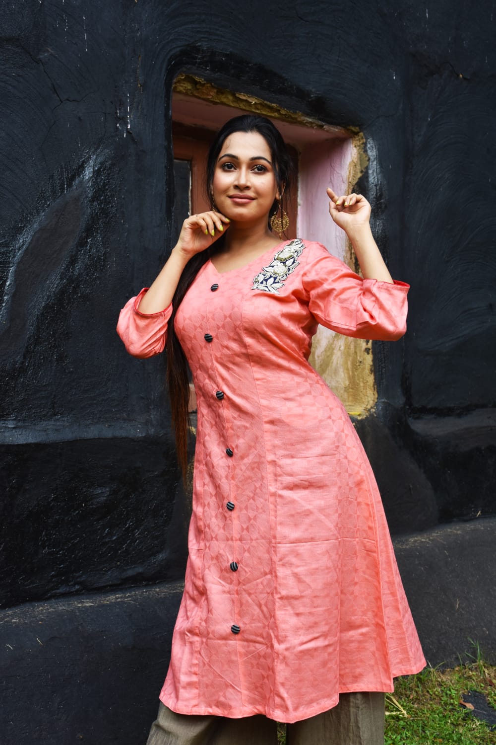 Ajrakh handblockprinted long dress kurti – Kalanjali Ethnics