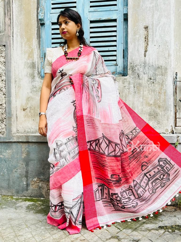 handpainted-linen-saree