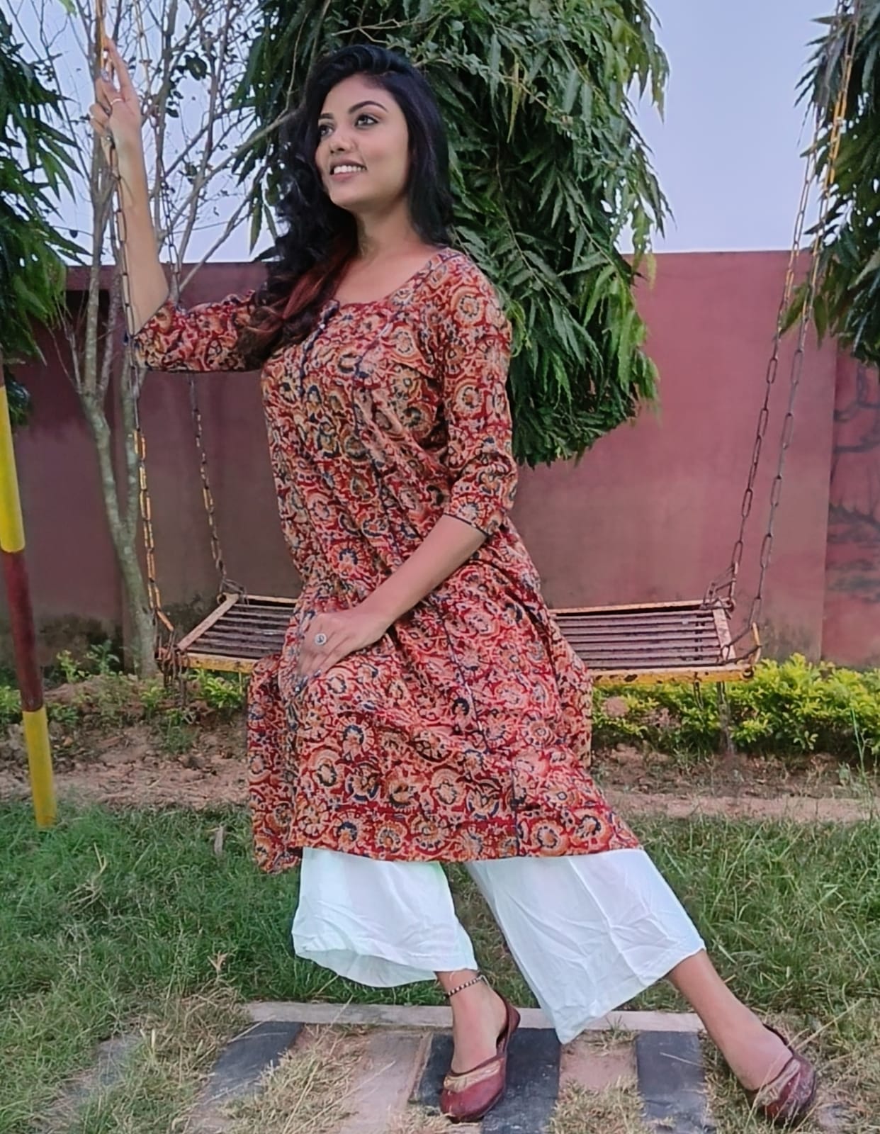 Cotton kurti with kalamkari design